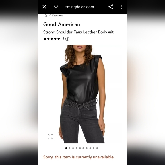 Good American Strong Shoulder Faux Leather Bodysuit - Picture 2 of 8